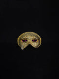 Venetian Mask Diamond Teardrop Ring With Purple Gemstone Crystals Eye